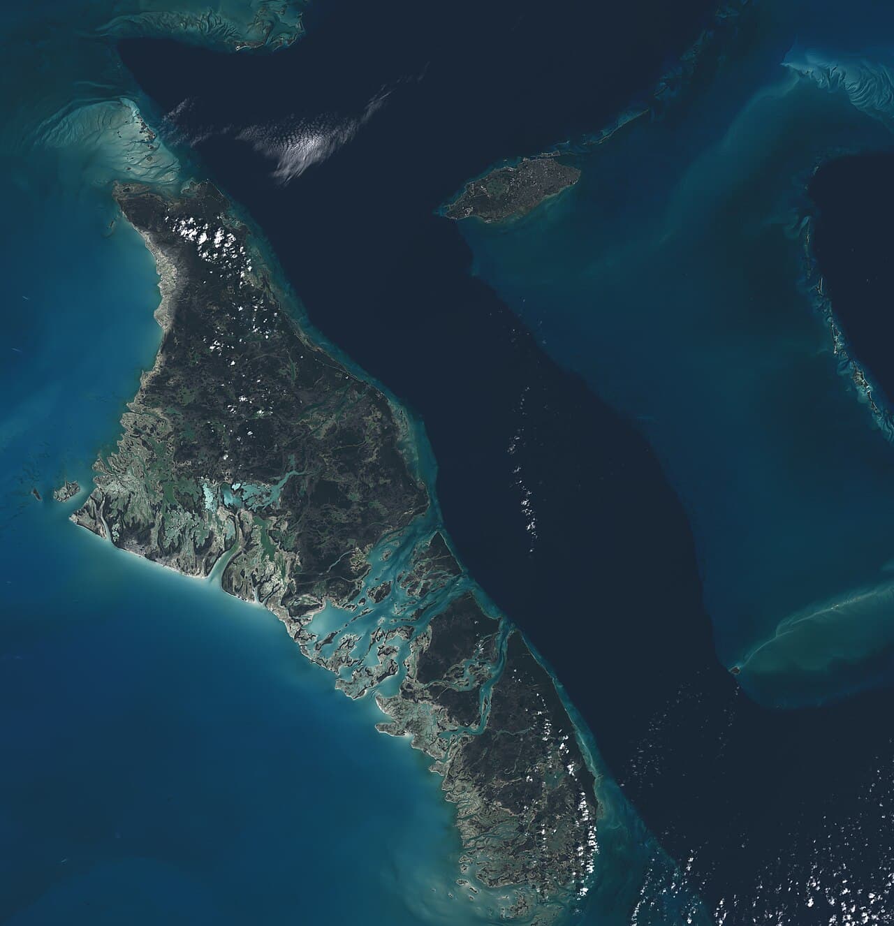 Satellite view of Andros and the Tongue of the Ocean